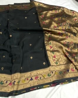 Pure Paithani Munga Soft Silk Saree