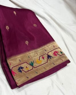 Pure Paithani Munga Soft Silk Saree