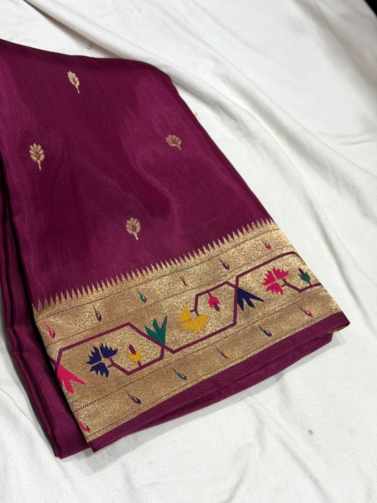 Pure Paithani Munga Soft Silk Saree