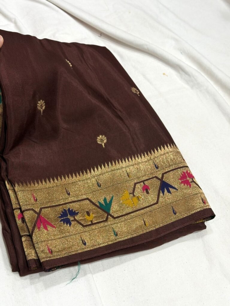 Pure Paithani Munga Soft Silk Saree
