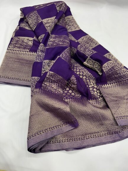 Chinnon  Georgette Saree In Checks Pattern