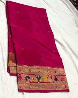 Pure Paithani Munga Soft Silk Saree
