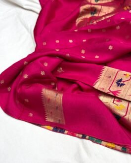 Pure Paithani Munga Soft Silk Saree