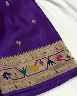 Pure Paithani Munga Soft Silk Saree