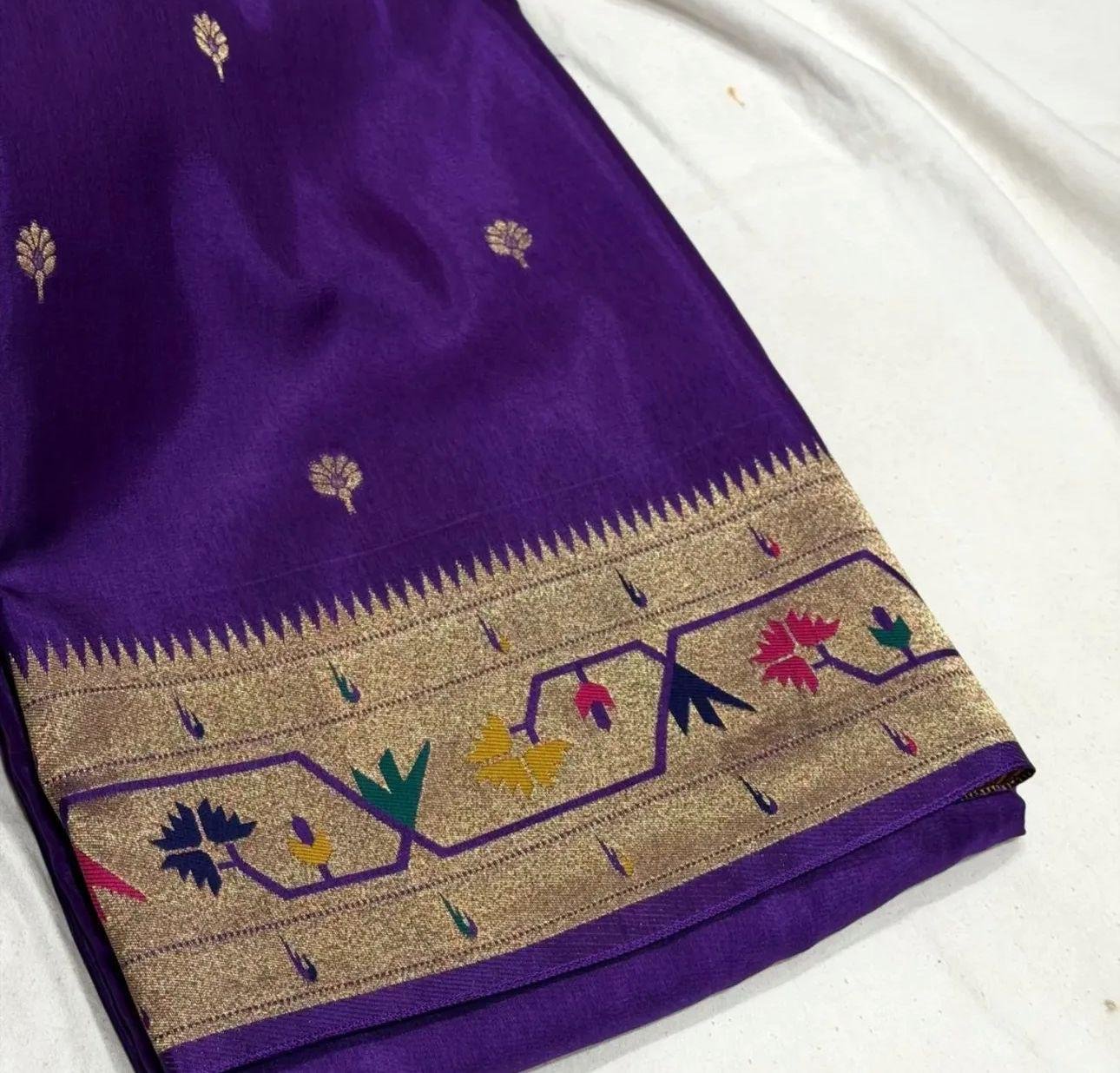 Pure Paithani Munga Soft Silk Saree