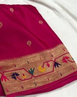 Pure Paithani Munga Soft Silk Saree
