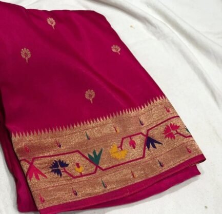 Pure Paithani Munga Soft Silk Saree