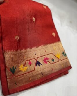 Pure Paithani Munga Soft Silk Saree