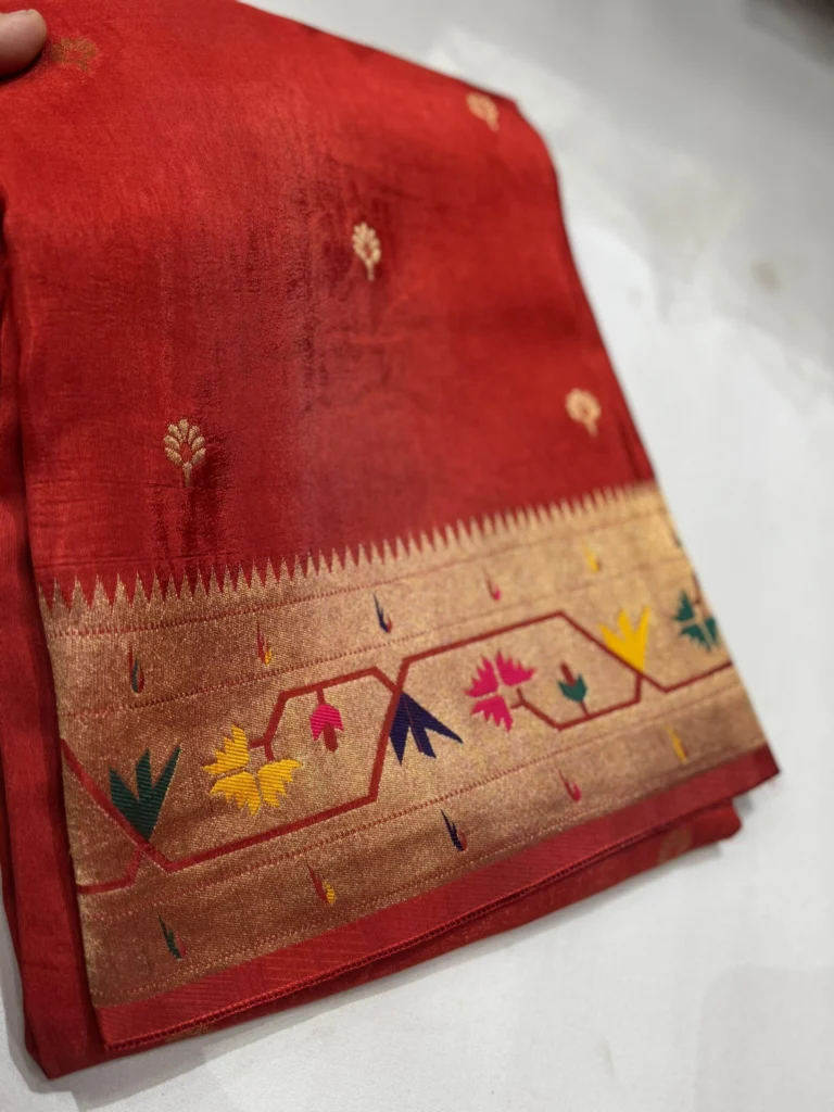 Pure Paithani Munga Soft Silk Saree