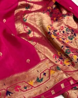Pure Paithani Munga Soft Silk Saree