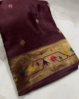Pure Paithani Munga Soft Silk Saree