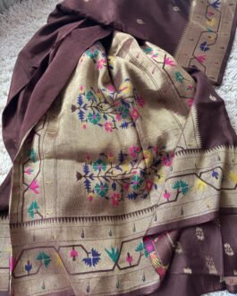 Pure Paithani Munga Soft Silk Saree