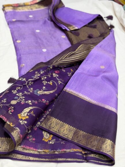 Lavender & Deep Purple Munga Silk Saree