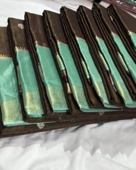 Dark Blue & Aqua Blue Munga Silk Saree