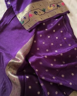 Pure Paithani Munga Soft Silk Saree