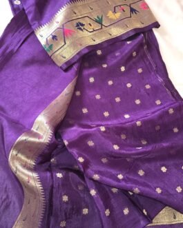 Pure Paithani Munga Soft Silk Saree