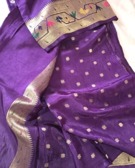 Pure Paithani Munga Soft Silk Saree