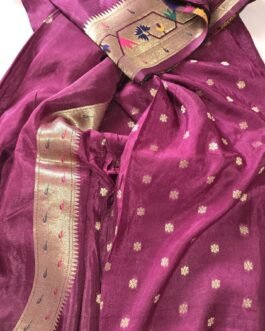 Pure Paithani Munga Soft Silk Saree