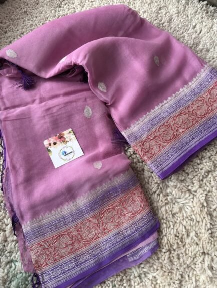 Pure Banaras Khadi Chiffon 3d Sarees