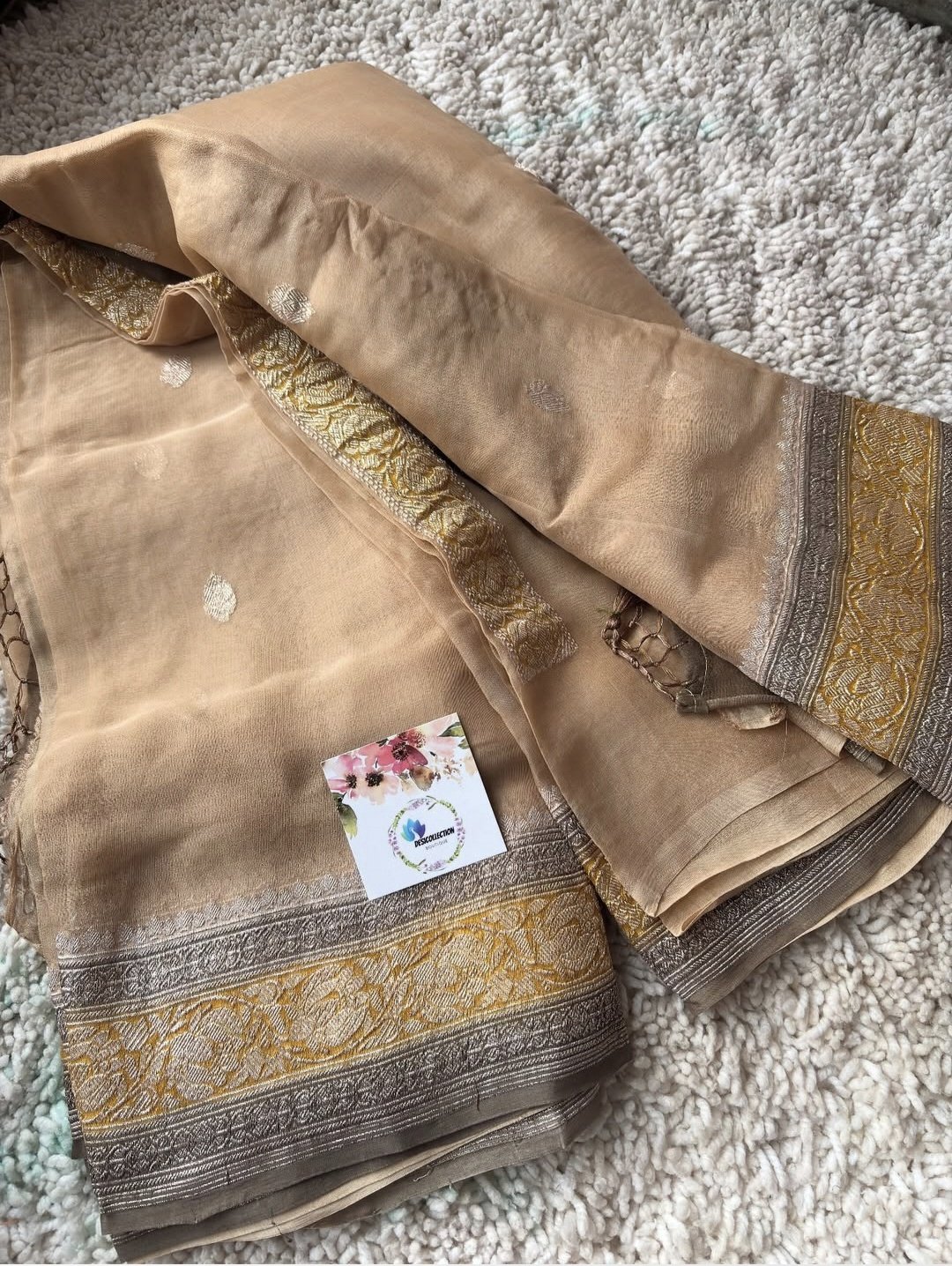 Pure Banaras Khadi Chiffon 3d Sarees