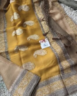 Pure Banaras Khadi Chiffon 3d Sarees