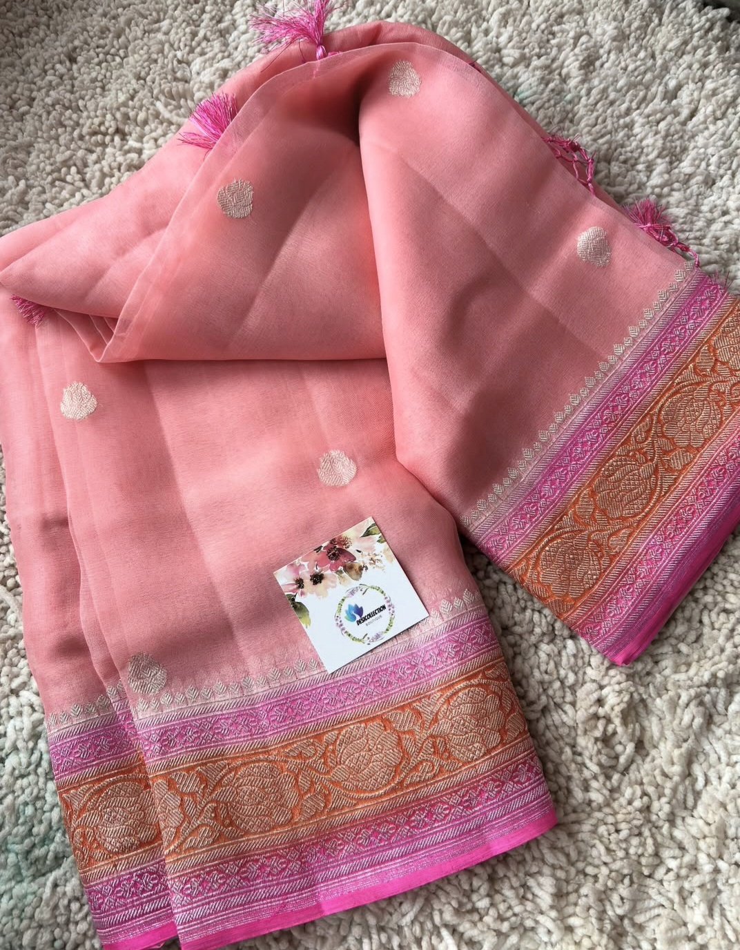 Pure Banaras Khadi Chiffon 3d Sarees