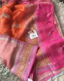 Pure Banaras Khadi Chiffon 3d Sarees