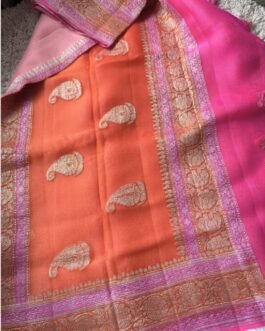 Pure Banaras Khadi Chiffon 3d Sarees