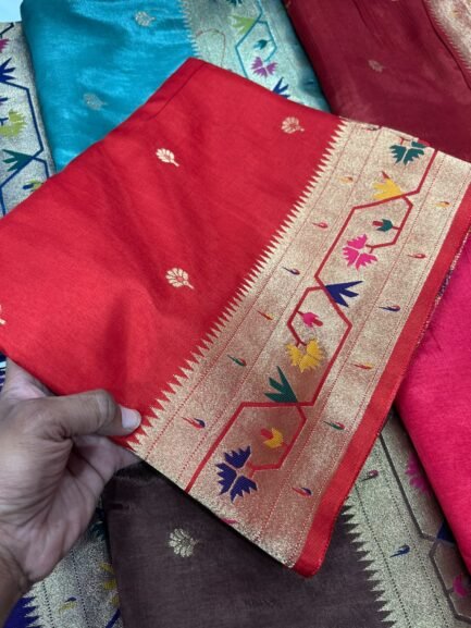 Premium Paithani Munga Soft Silk Sarees