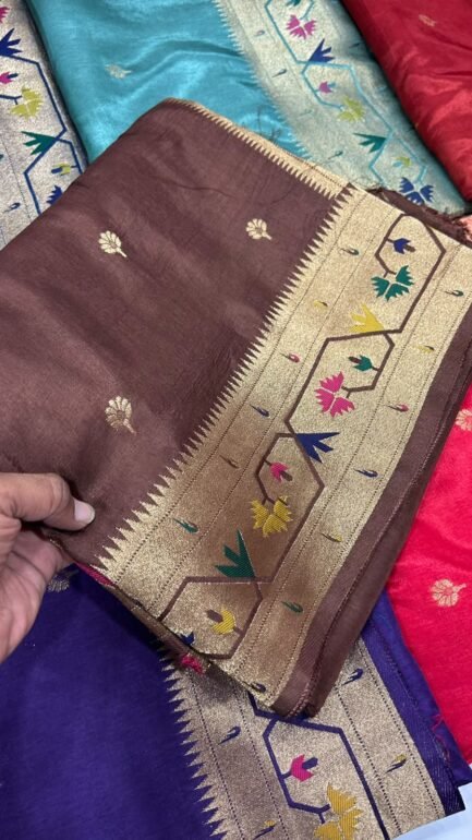 Premium Paithani Munga Soft Silk Sarees