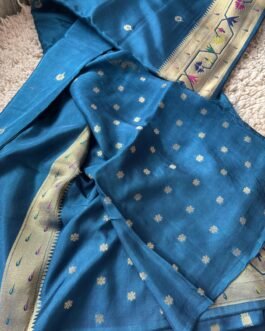 Premium Paithani Munga Soft Silk Sarees