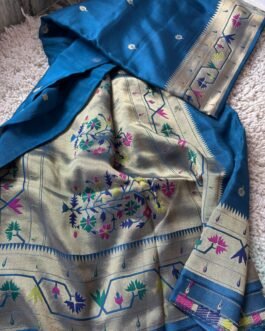 Premium Paithani Munga Soft Silk Sarees