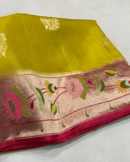 Premium Paithani Munga Soft Silk Sarees