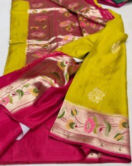 Premium Paithani Munga Soft Silk Sarees